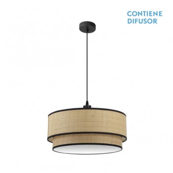 Distribuidor - Lâmpadas Diversas | Colgantes Rustica | COLGANTE ROQUE 3XE27 NATURAL/NEGRO REGX60X60 CM Ref: 172896009